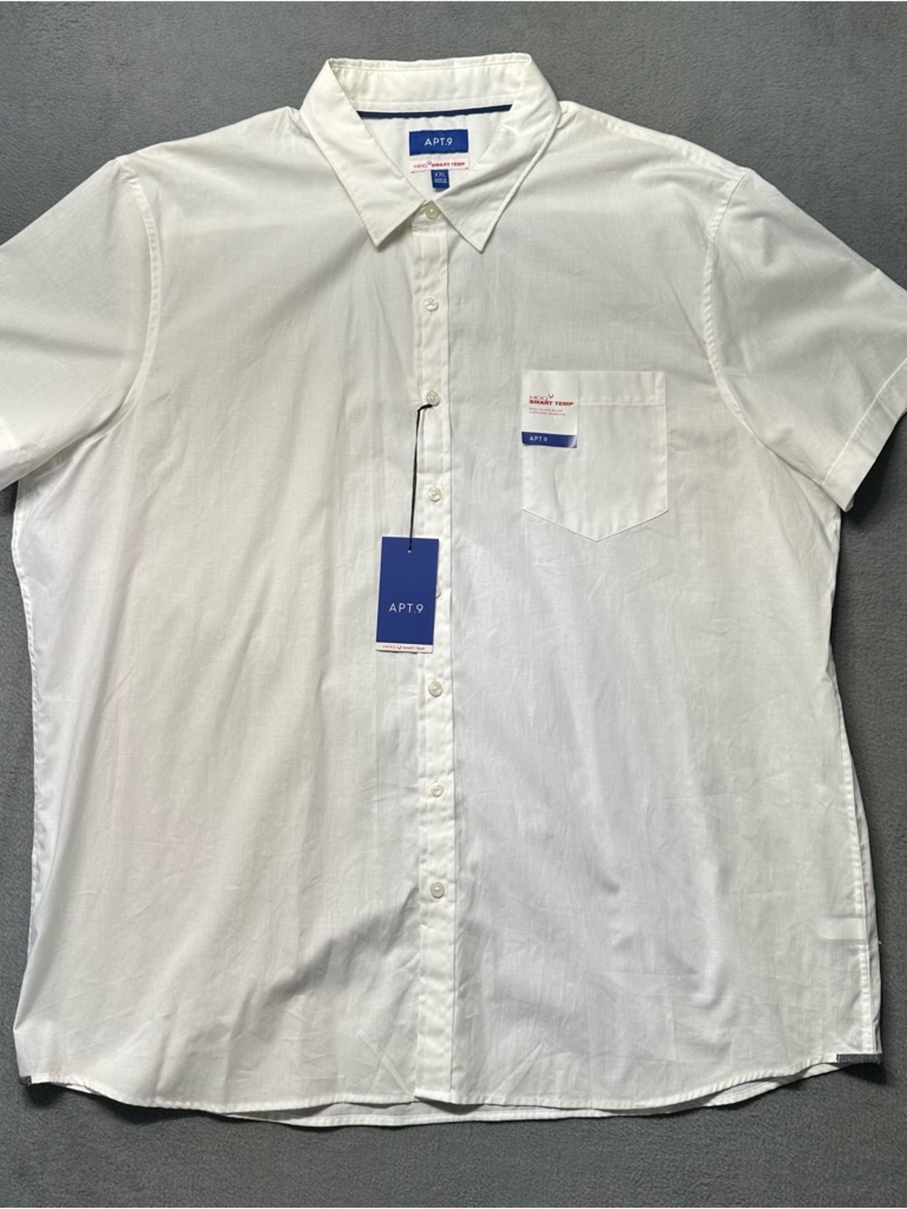 APT 9 HEIQ SmartTemp Mens XXL Modern Fit Button Shirt White Poplin Pocket NWT